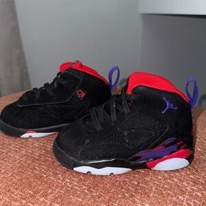 Jordan 7s black purple and red baby shoes